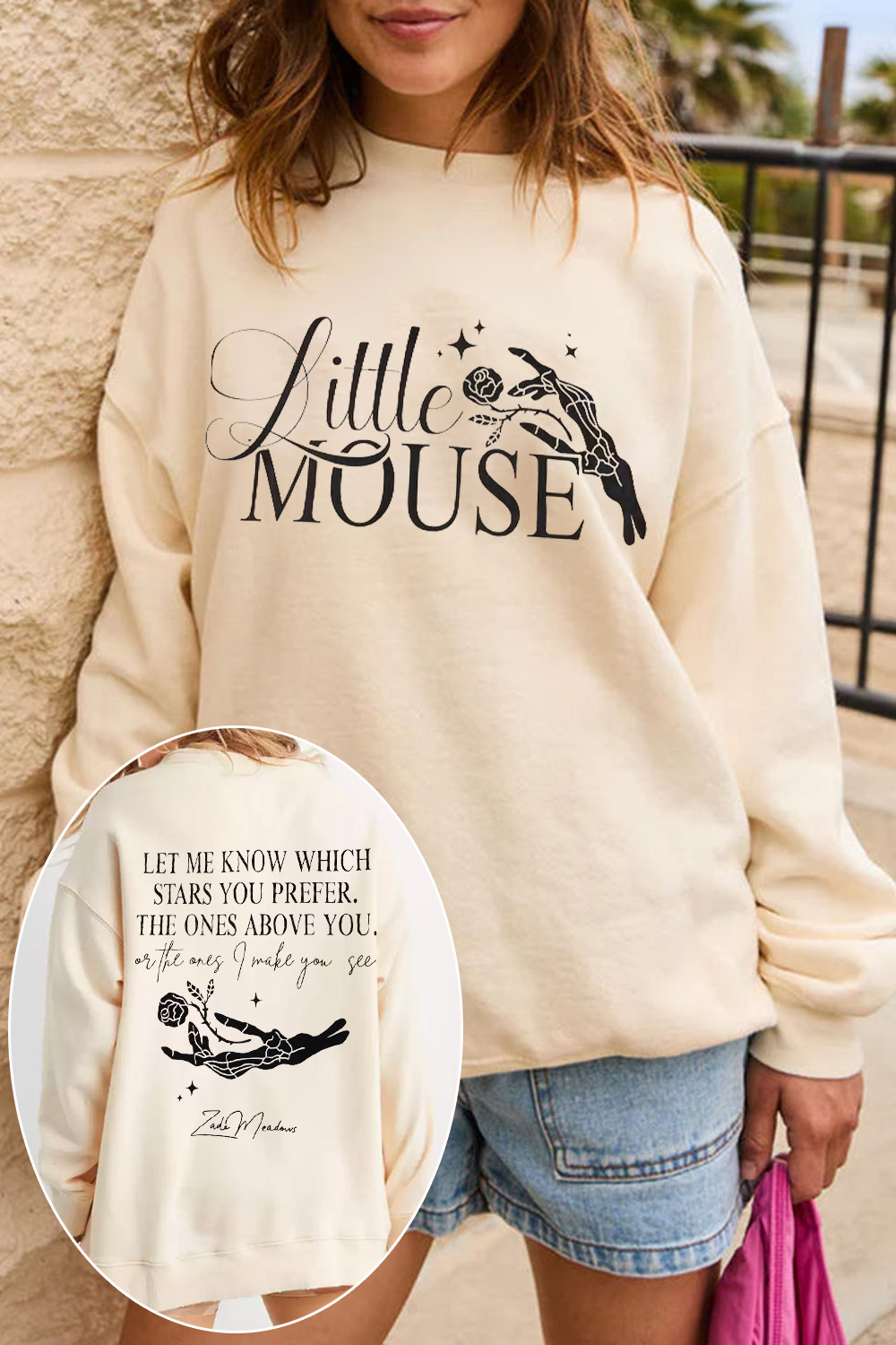darkromance double-sided printed crew neck sweatshirt