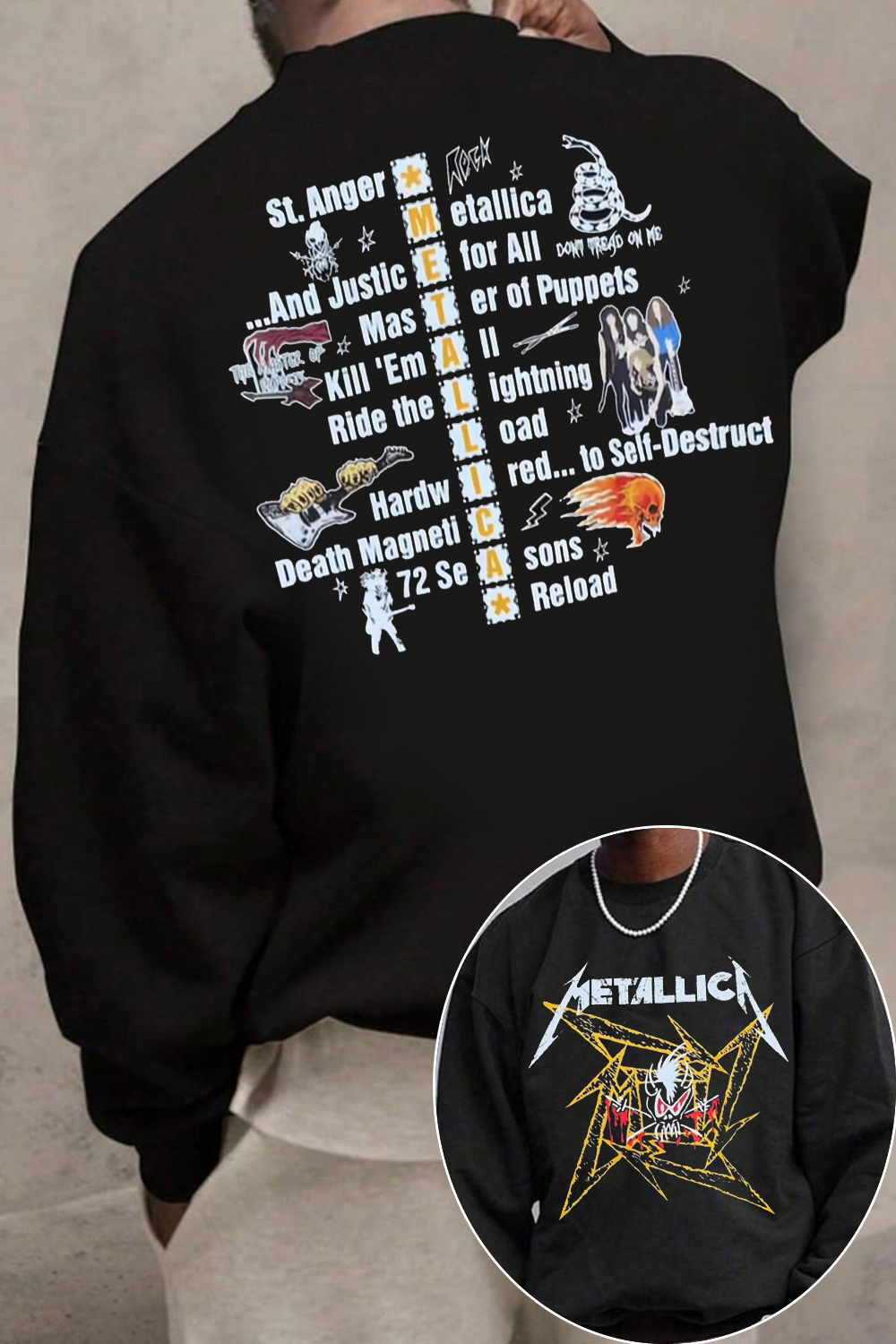 META rock band crew neck sweatshirt