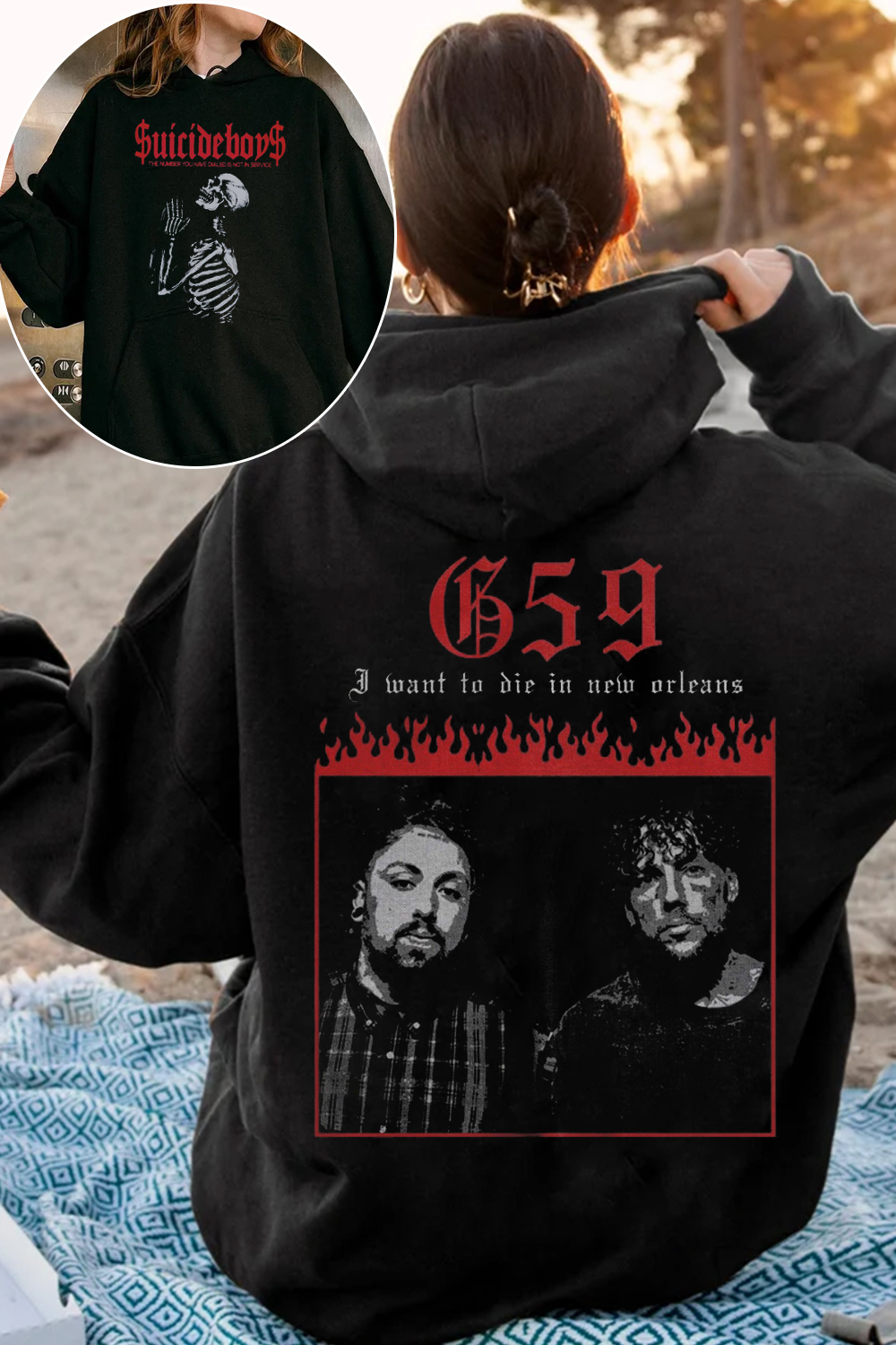 uicideboysmusic 2-side printed hooded women's sweatshirt