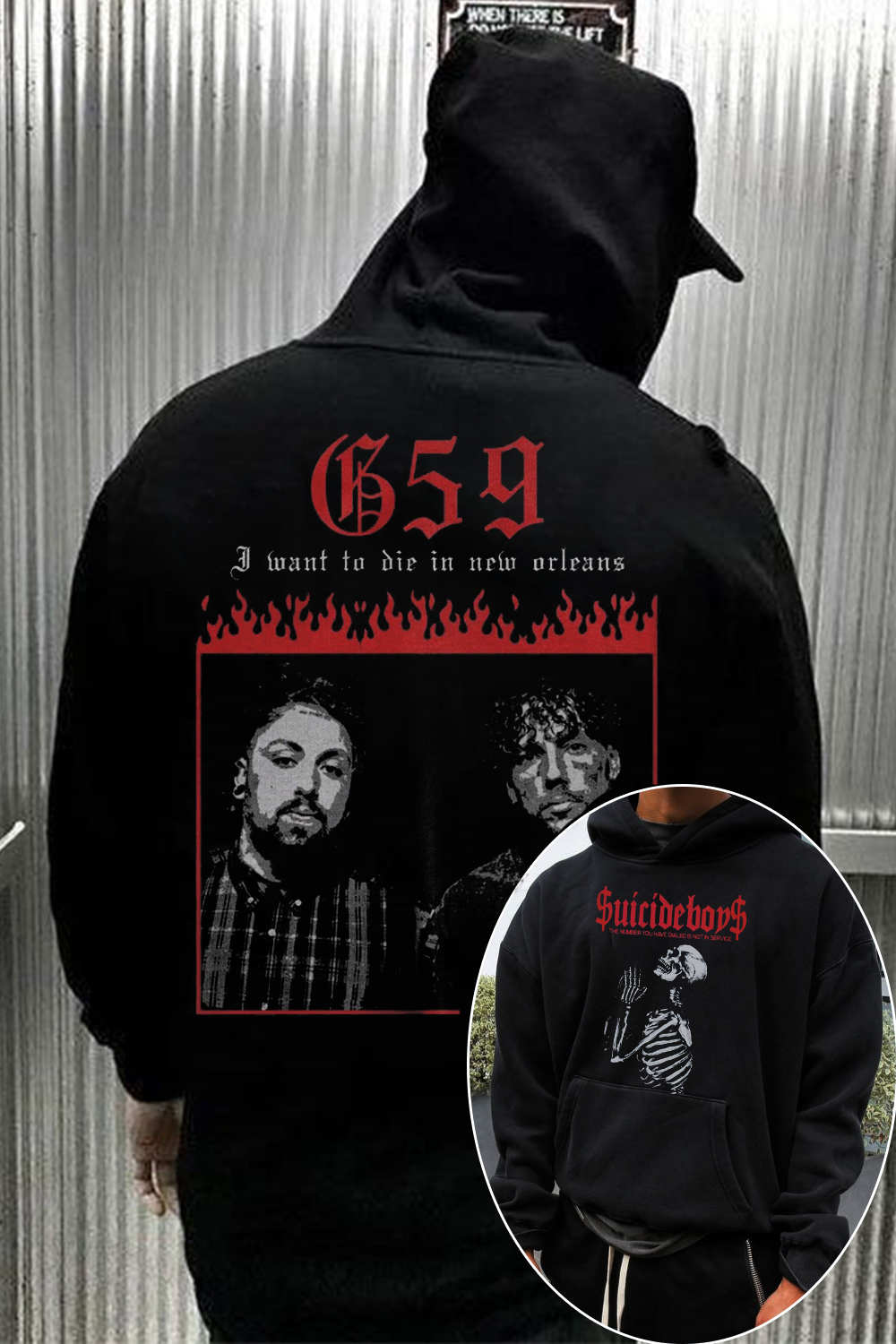 uicideboys music 2-side printed hoodie