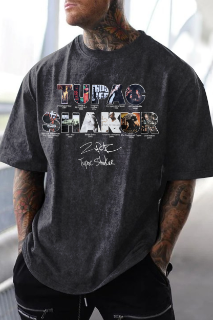 2PACS HAKUR ALBUM washed cotton printed short-sleeved T-shirt