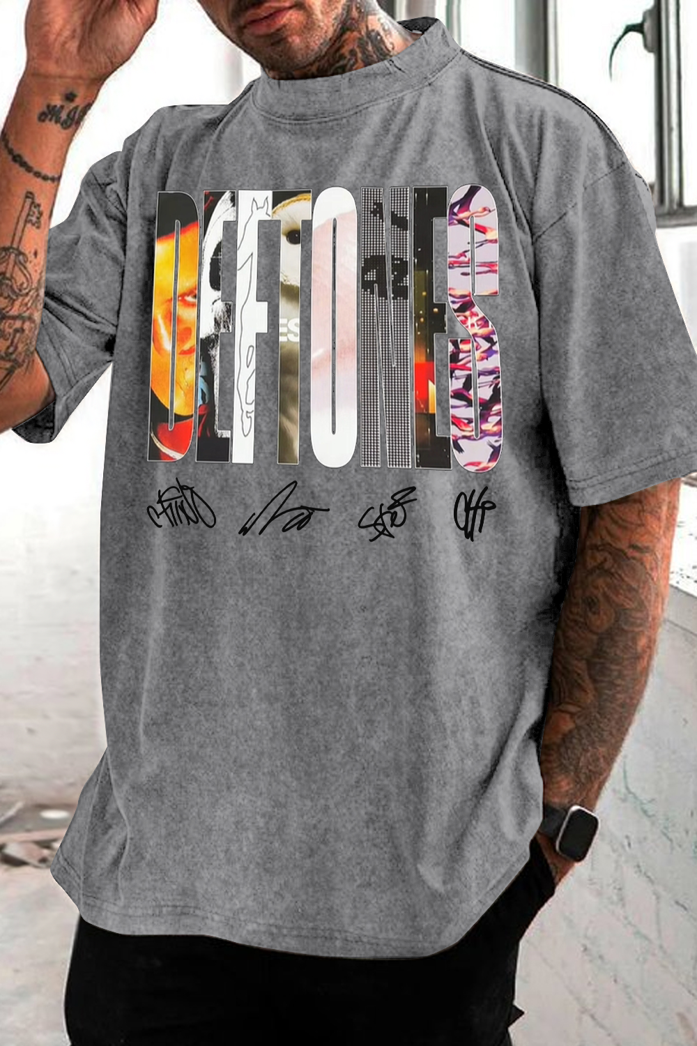 DEFTONES FANS washed cotton printed short-sleeved T-shirt