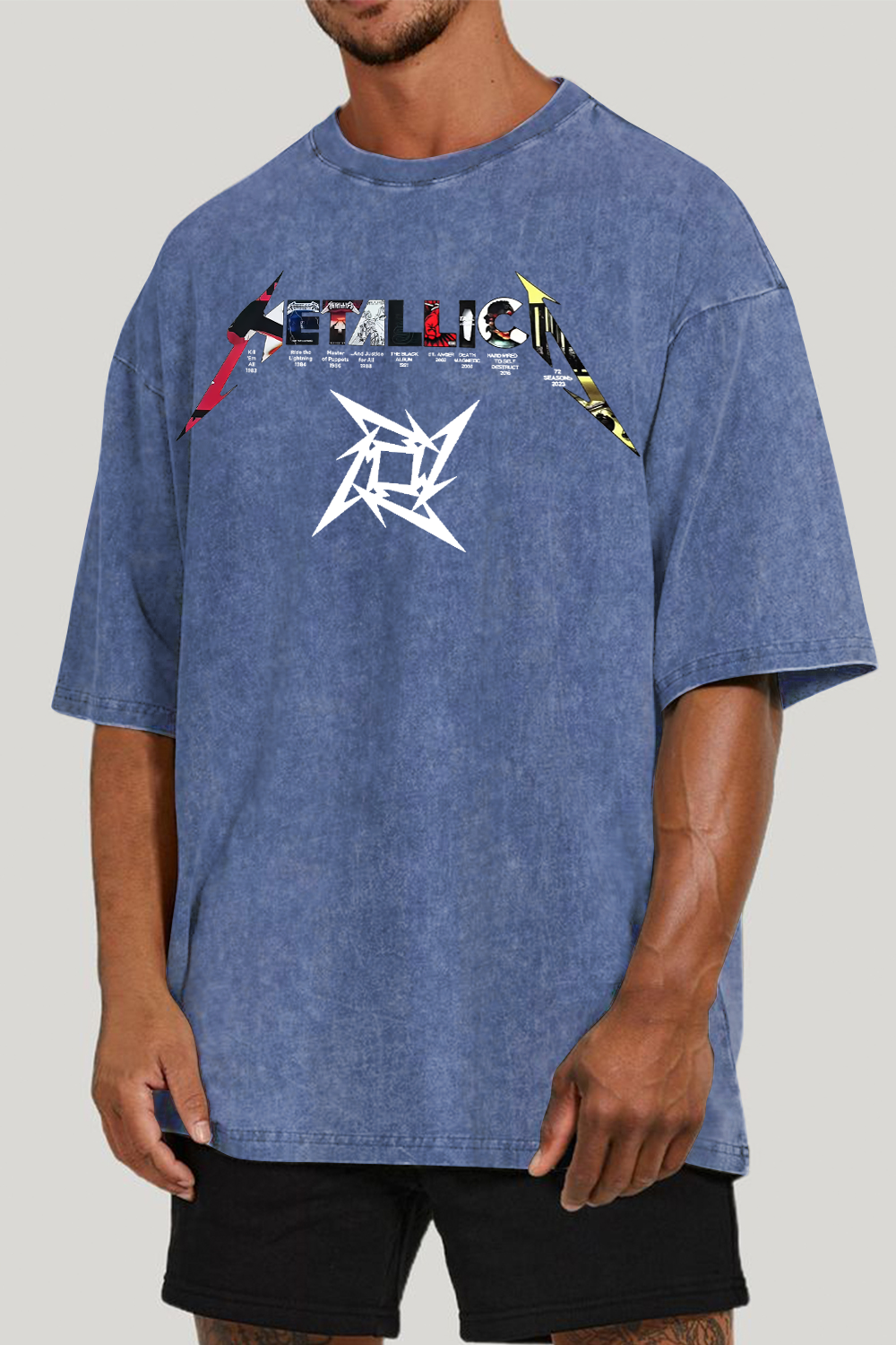 METALLICA-ALBUM washed cotton printed short-sleeved T-shirt