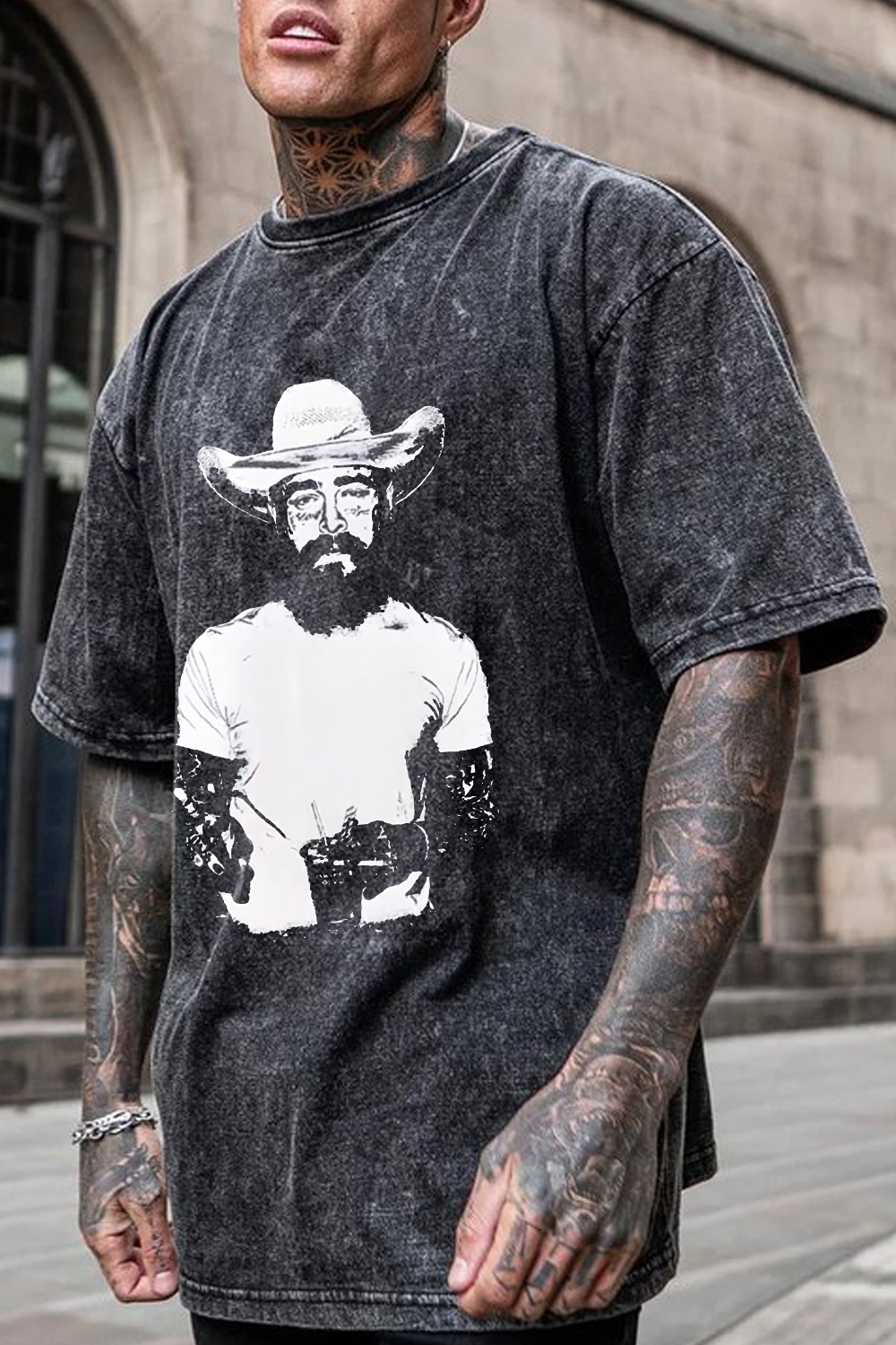 Posty Washed cotton round neck T-shirt