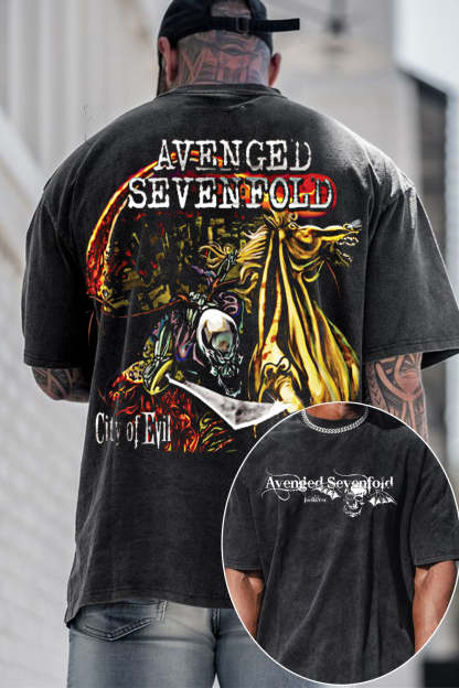 Avenged sevenfold City of Evil Shirt Oversized Washed Heavyweight