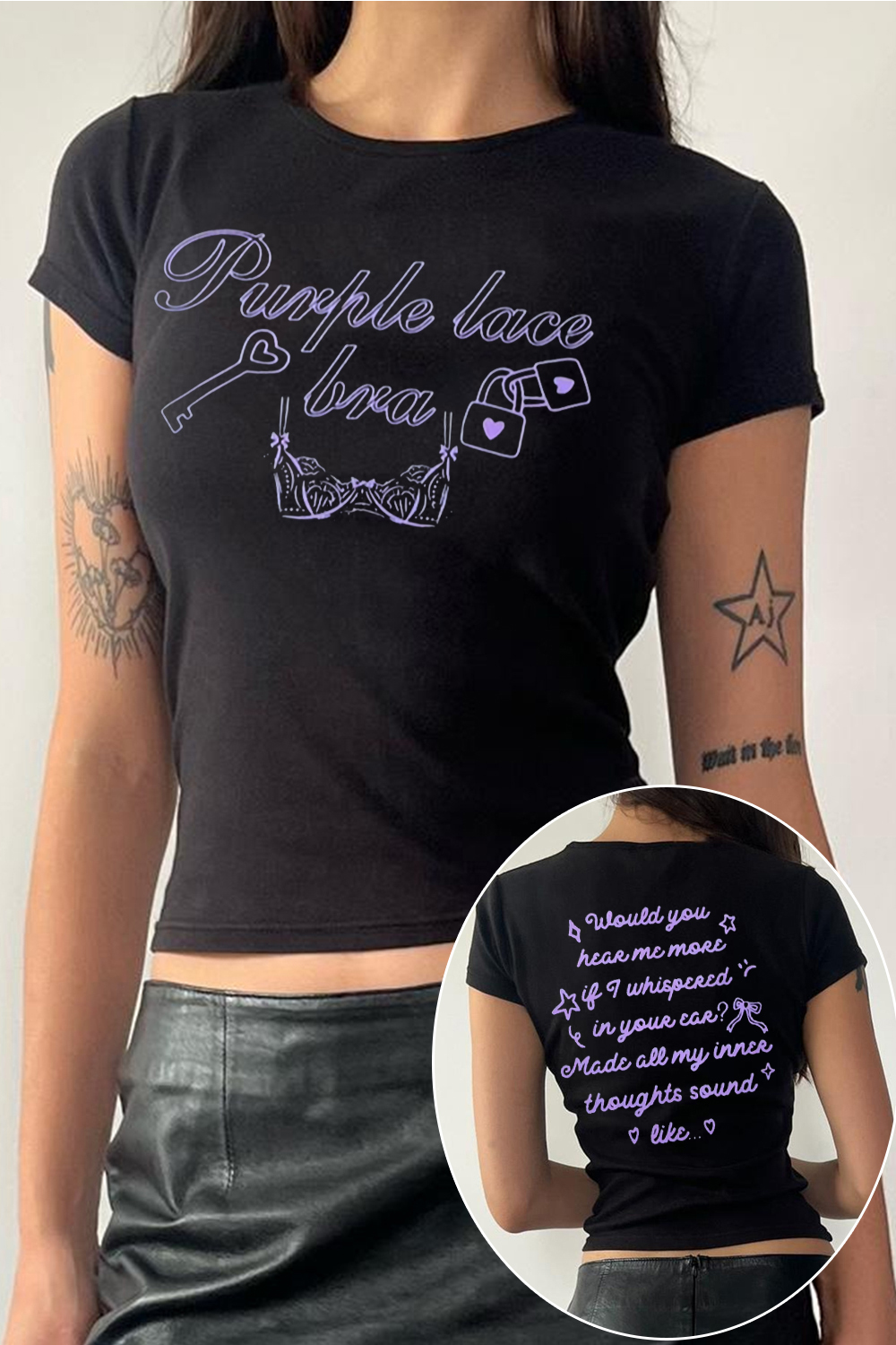 Purple Lace Bra babytee