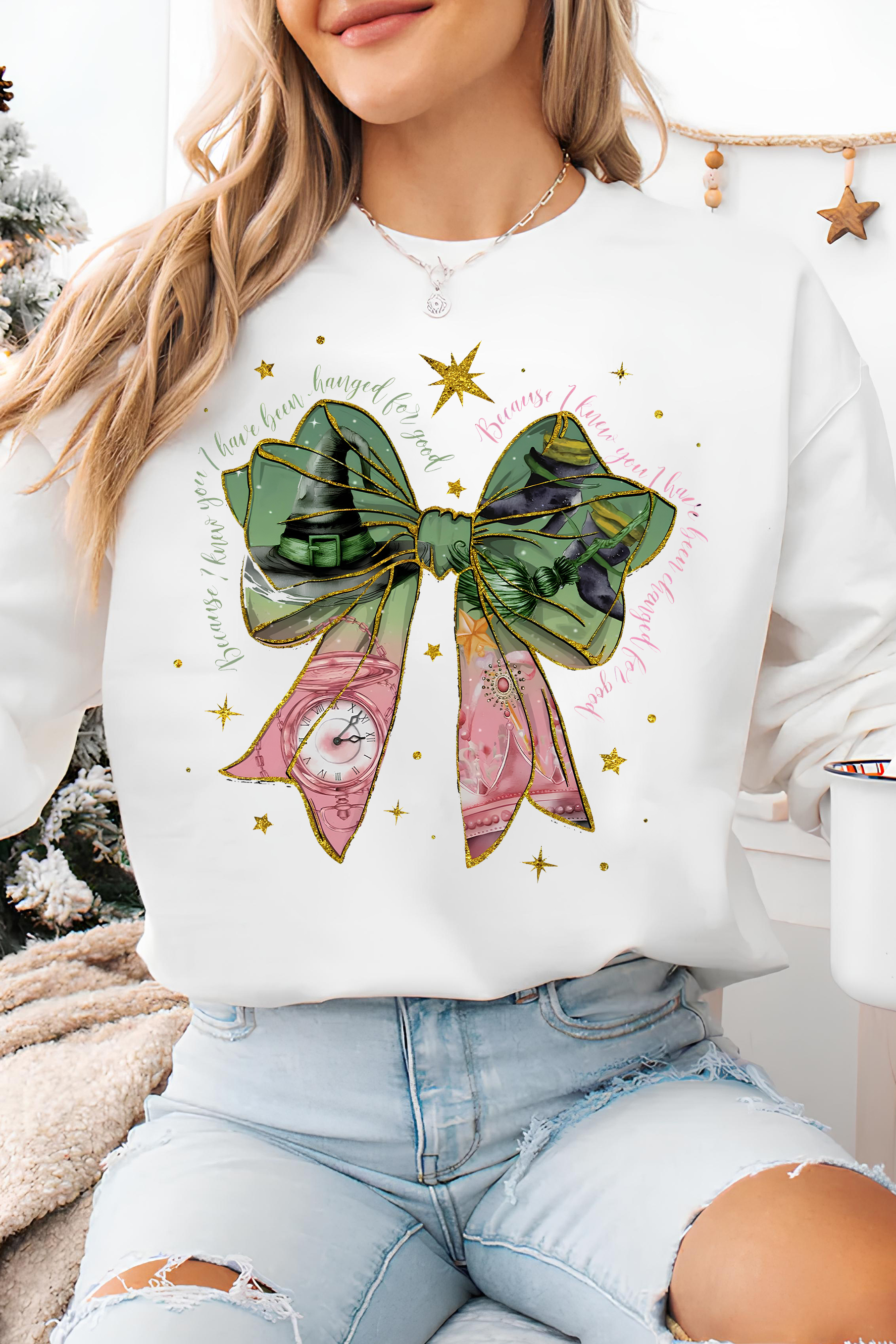 Coquette Bow Because I Know You I Have Been Change For Good Fleece Sweatshirt For Women