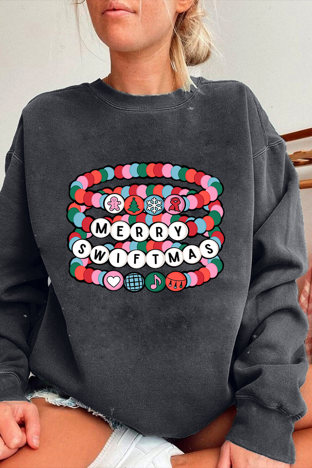 Merry Swiftmas Friendship Bracelet Sweatshirt For Women