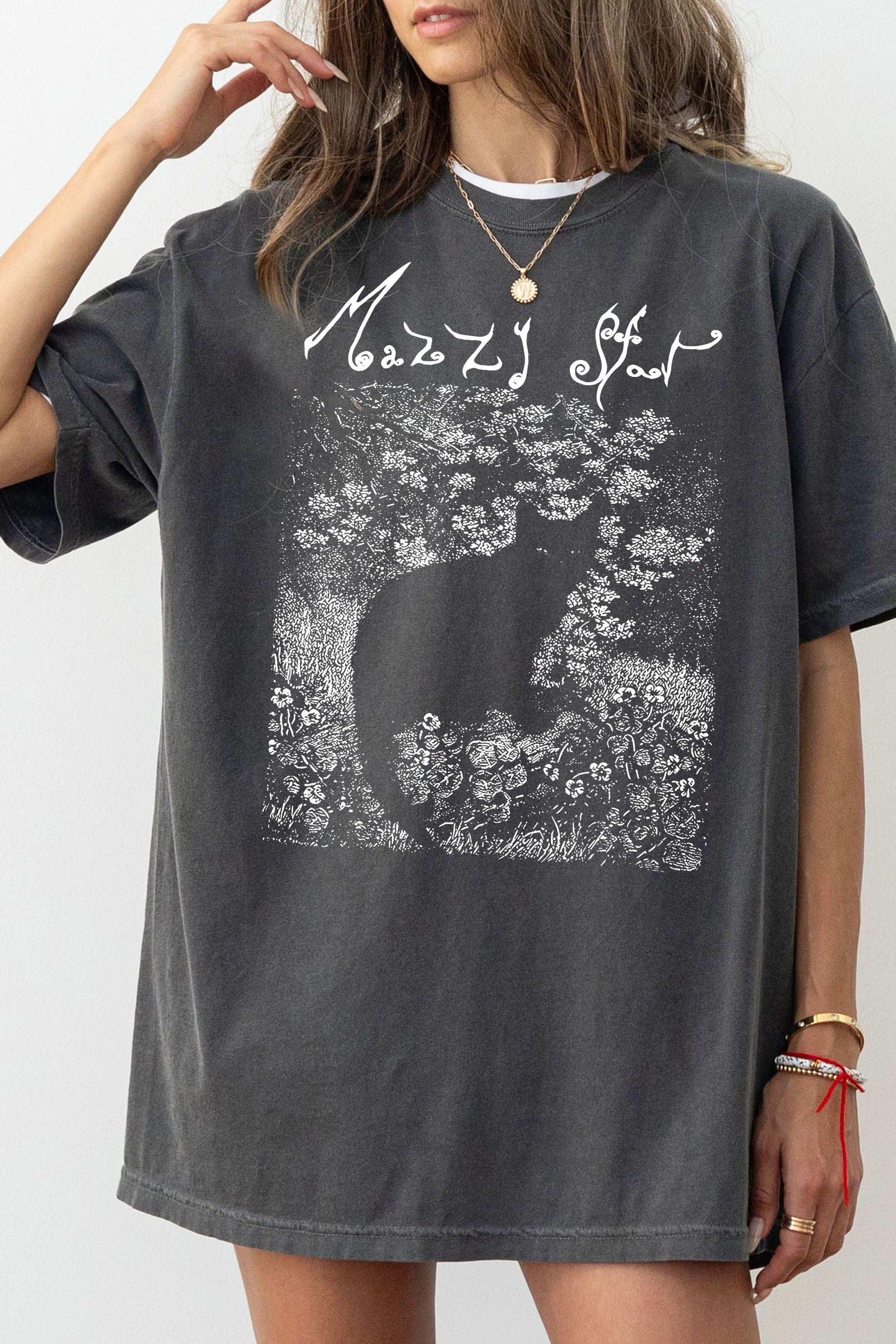 Mazzy Star Cat Black Tee For Women