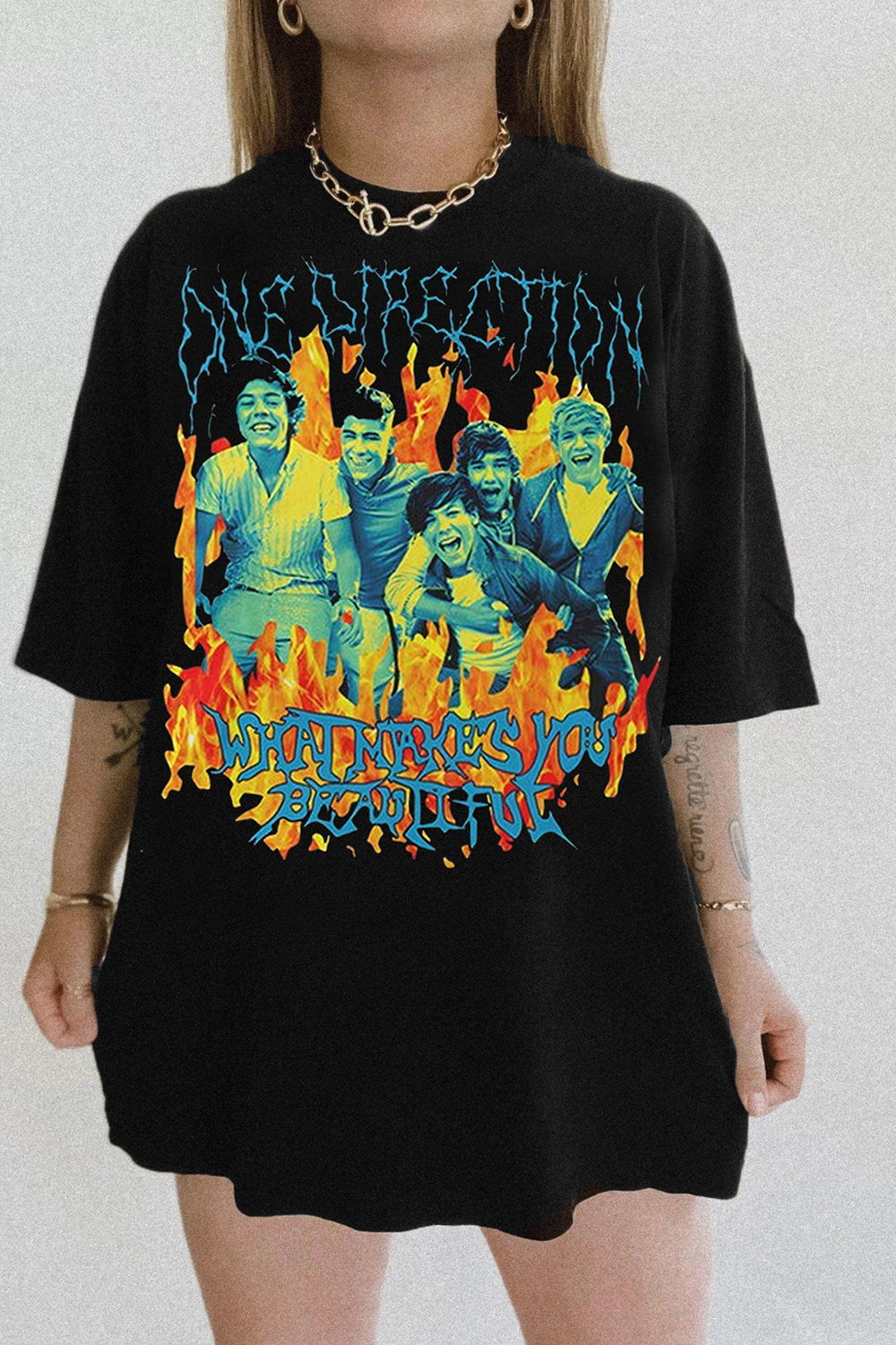 One Direction What Makes You Beautiful Funny Metal Tee For Women