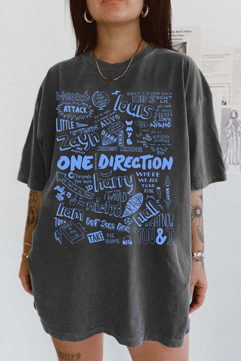 One Direction Music Band Retro Midnight Memories Song Music Country Tee For Women