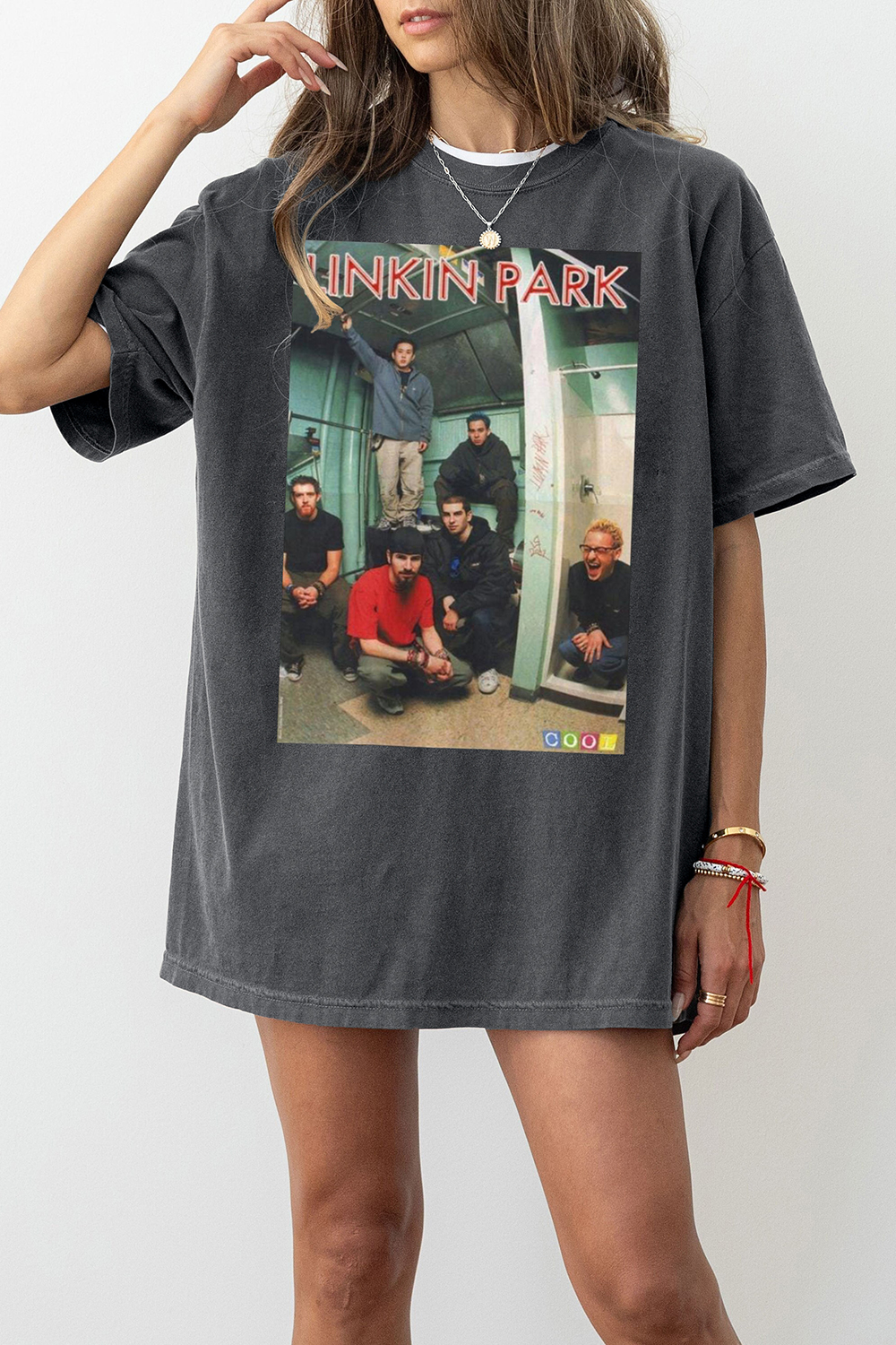 LK PARK Vintage Music Merch Band Graphic Tee For Women