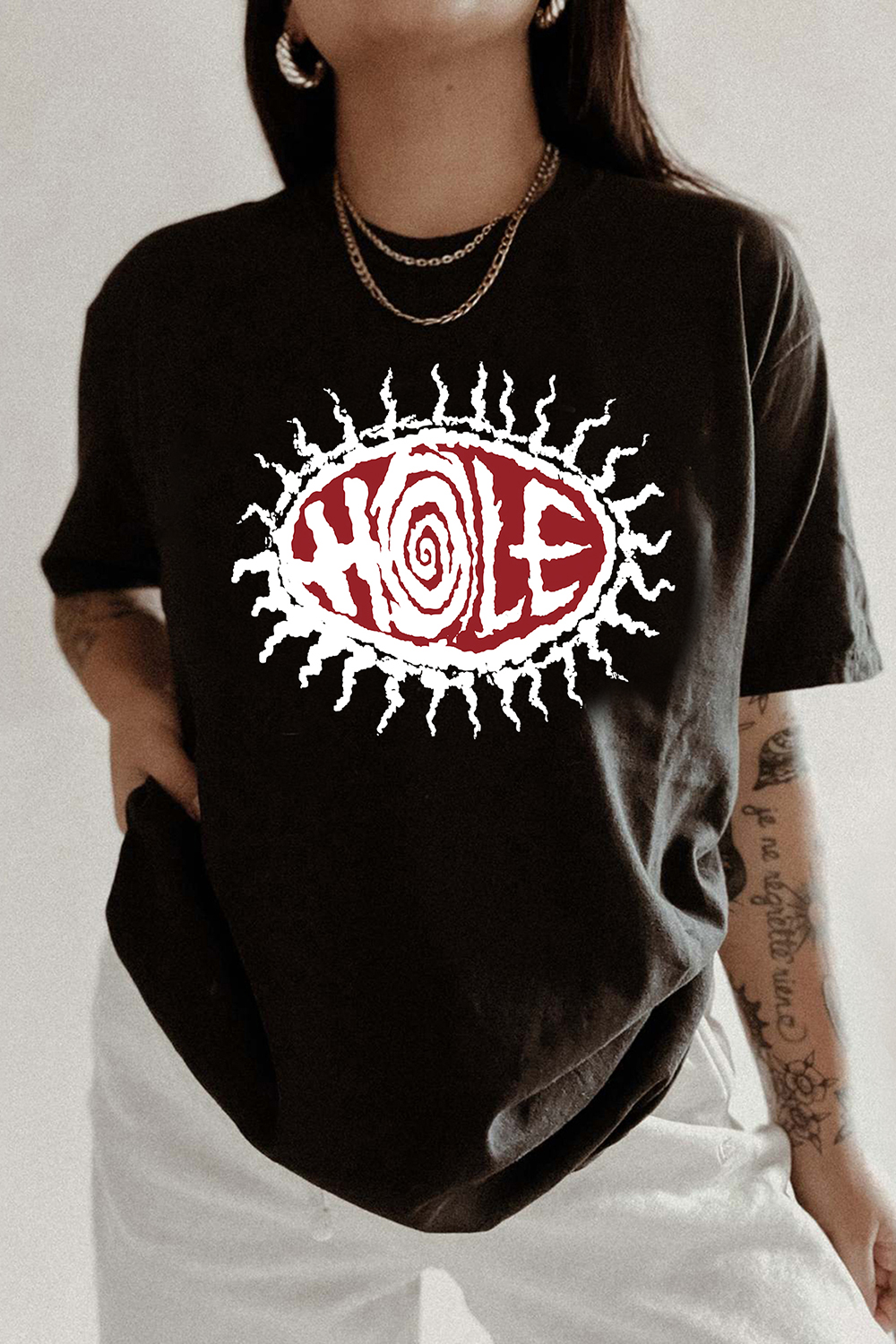Hole Band 90s Graphic Tee For Women