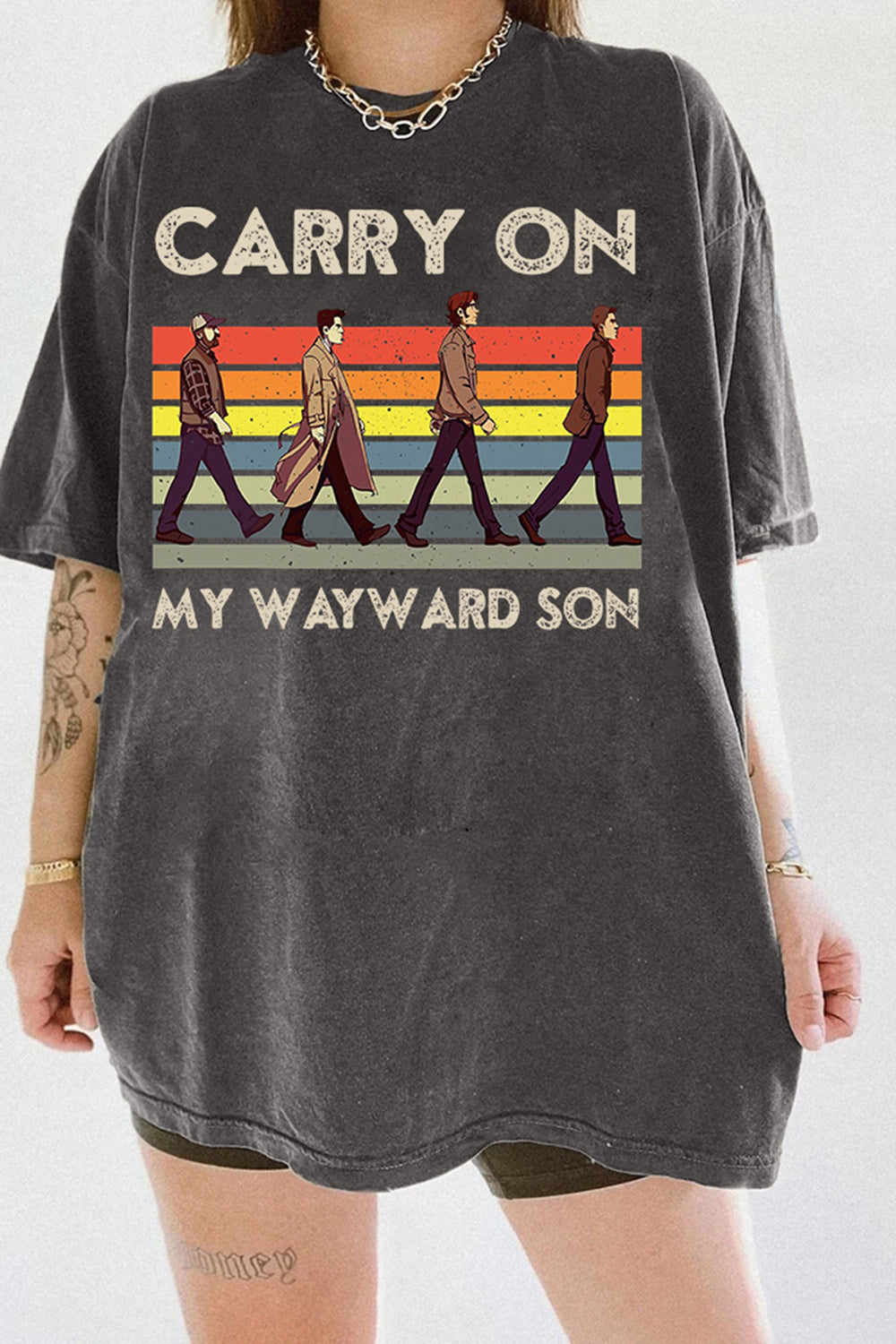 Supernatural Carry On My Wayward Son Vintage Abbey Road Tee For Women