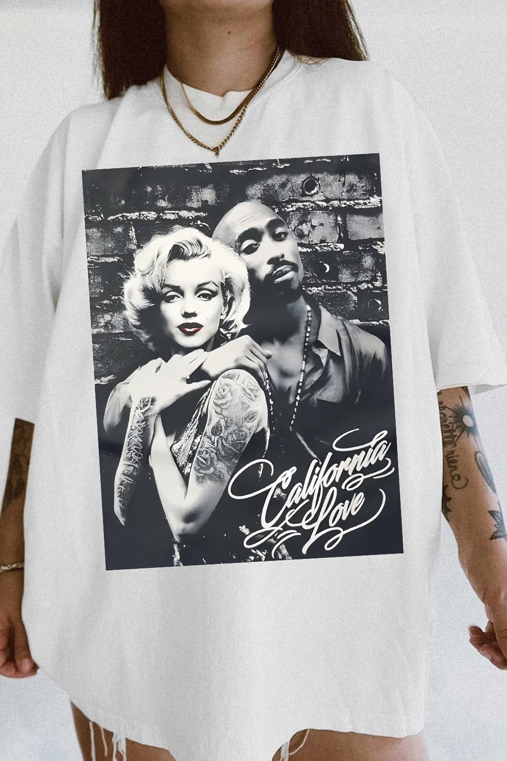 Marilyn Monroe and Tupac Shakur Graphic Tee For Women