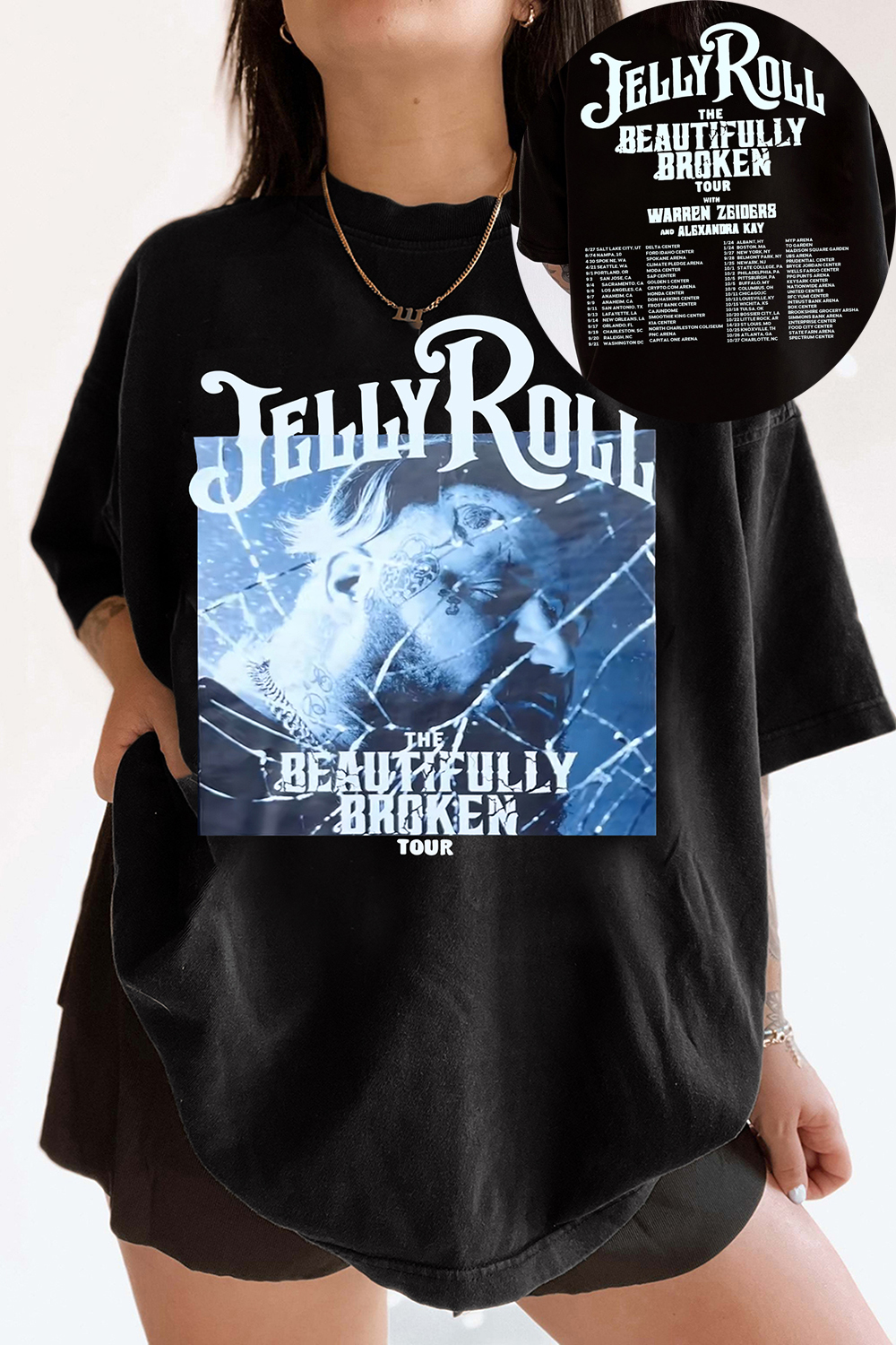 Jelly Roll Tour Beautifully Broken Tour Tee For Women