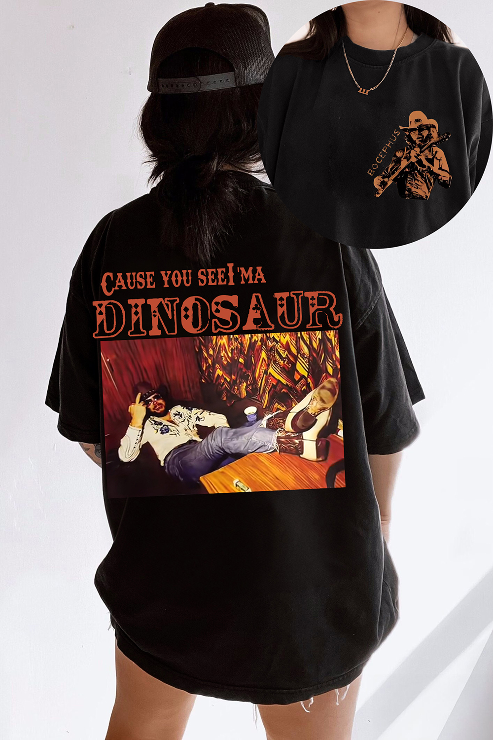 Dinosaur Hank Williams Jr. Bocephus Western Tee For Women