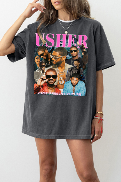 Usher Past Present Future Tour Graphic Tee For Women