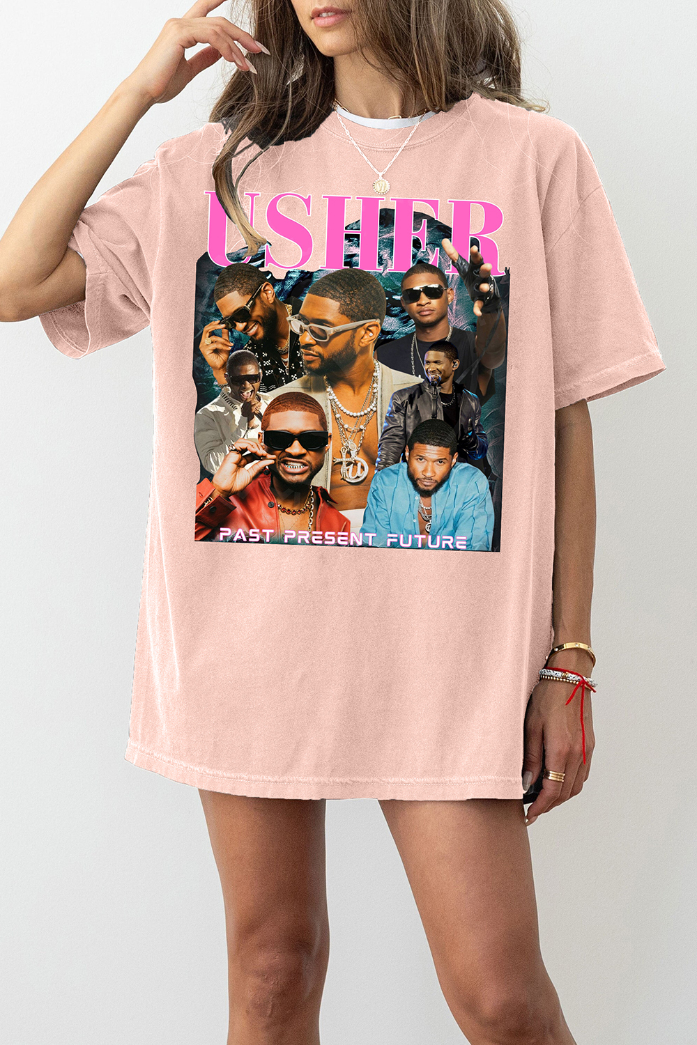 Usher Past Present Future Tour Graphic Tee For Women