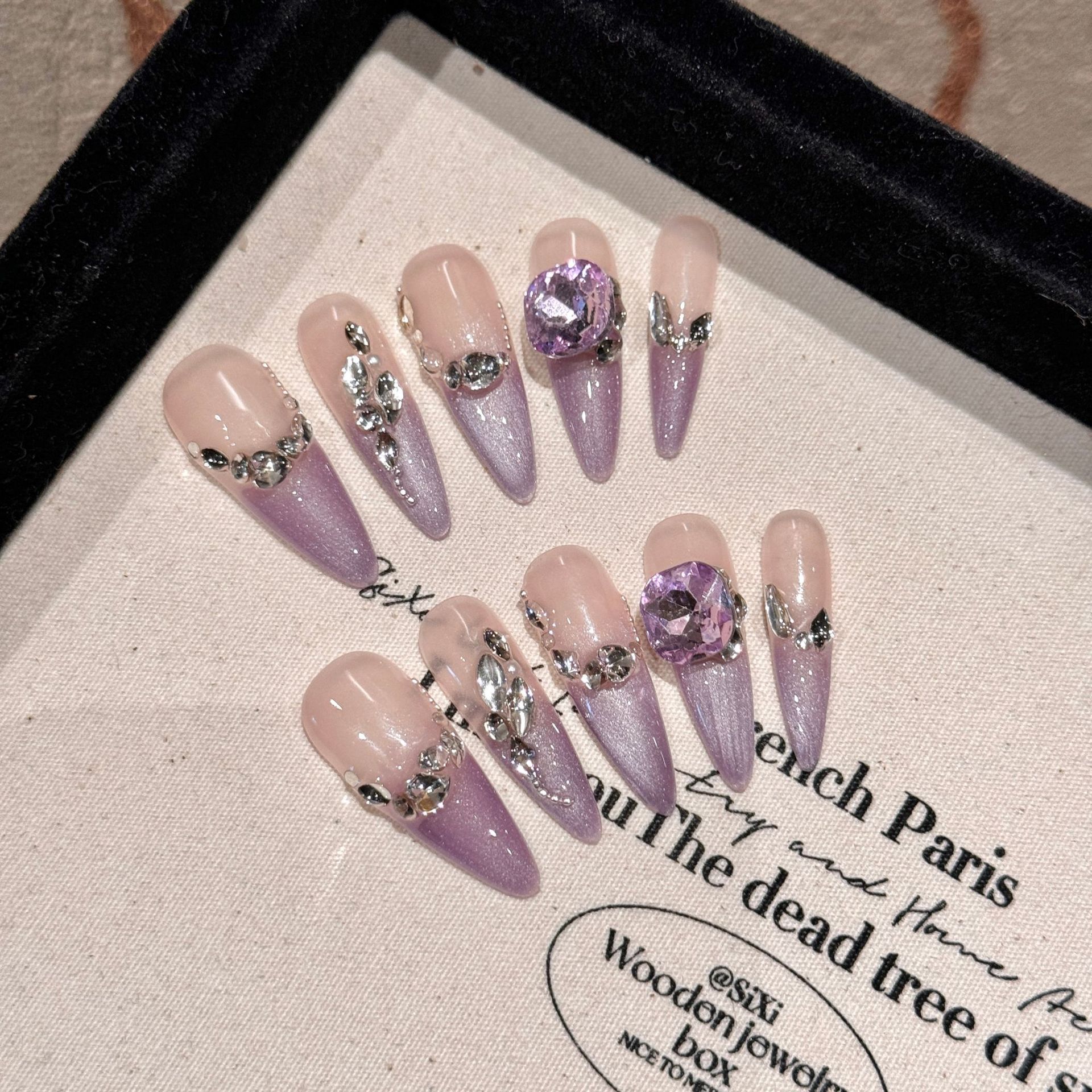 紫罗兰 | 水滴尖 | 法式碎钻蝴蝶爱心 | K9钻一秒心动 | 手工穿戴甲