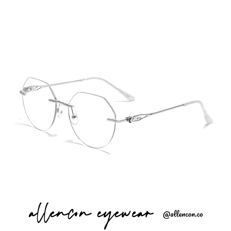 无框多边形镜框丨镂空镶嵌丨合金镜架丨轻奢质感丨女款