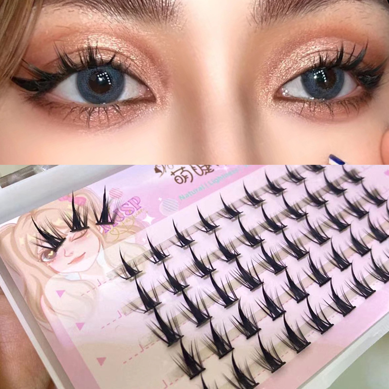 萌睫尚品假睫毛 | 非免胶 | 10-12mm |  透明梗迷人小蛮妖款 | 分段式