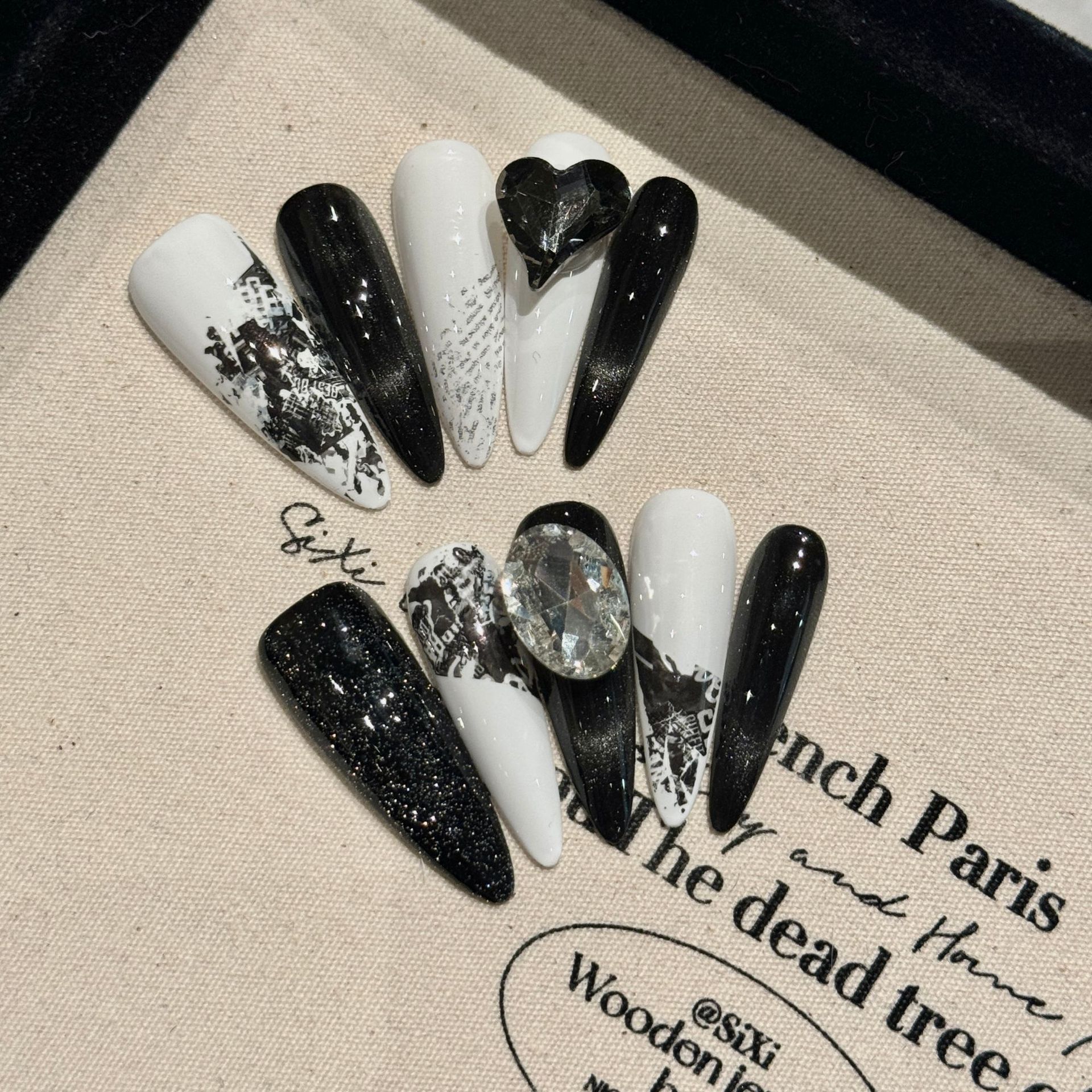 黯夜夜神 | 水滴尖 | 玫瑰堆钻 | 高品质名媛风 | 纯手工穿戴甲