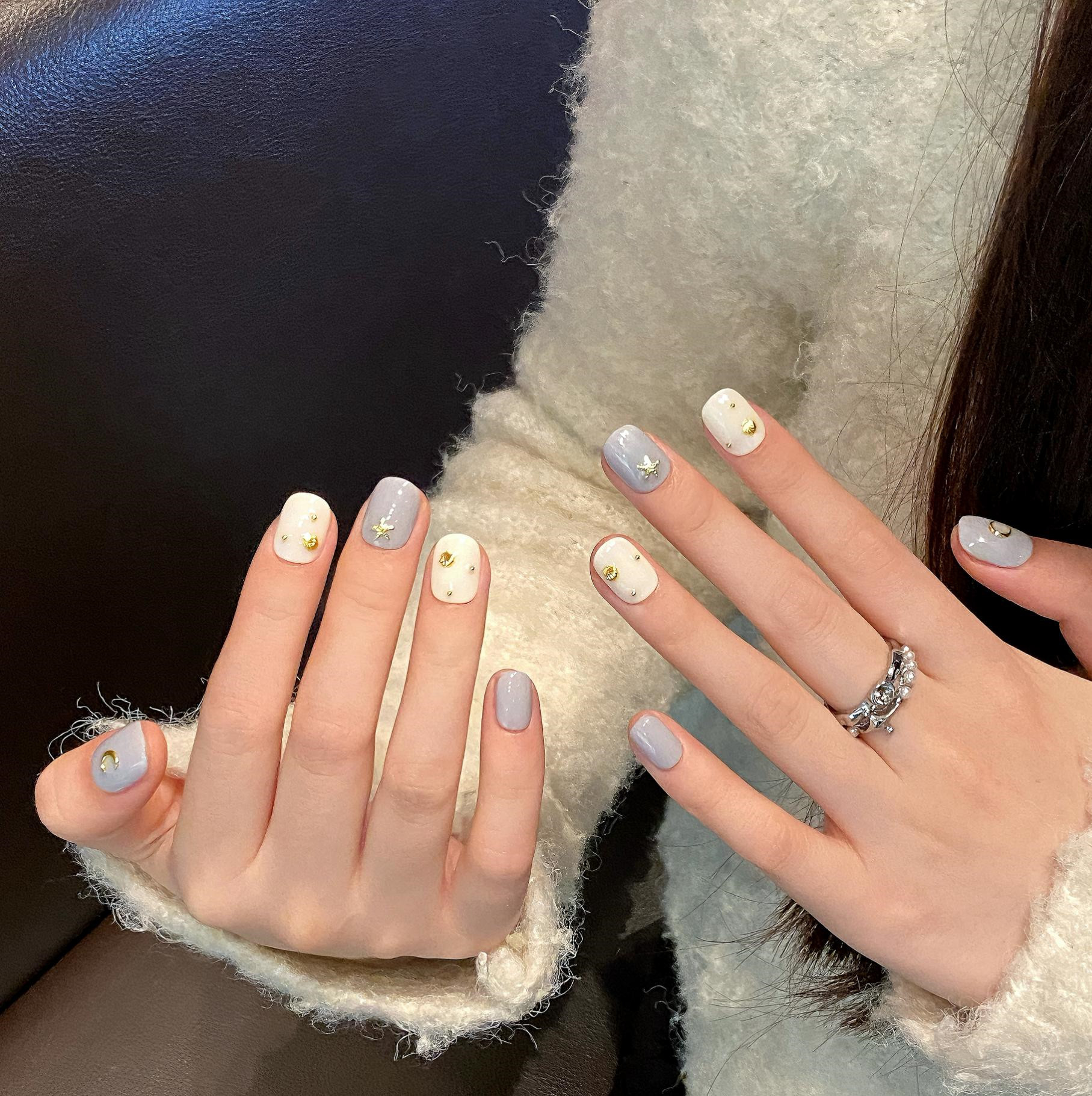 星月 | 短方圆 | 图腾烫金 | 星星月亮波西米亚 | 纯手工穿戴甲