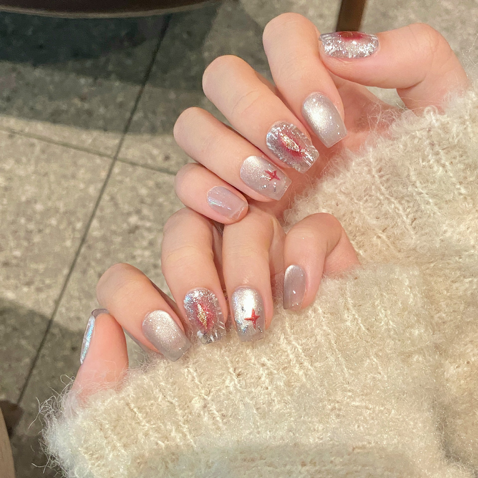 月入星海 | 短梯 | 丝绸猫眼高级感 | 气质清冷 | 纯手工穿戴甲