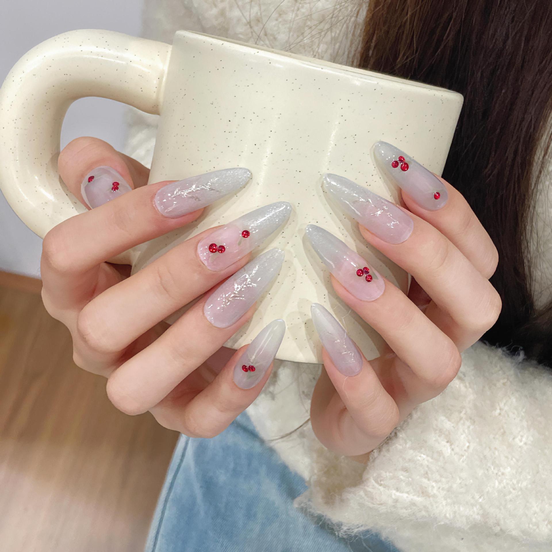 红豆猫眼 | 长杏仁 | 手绘可爱樱桃 | 纯手工穿戴甲