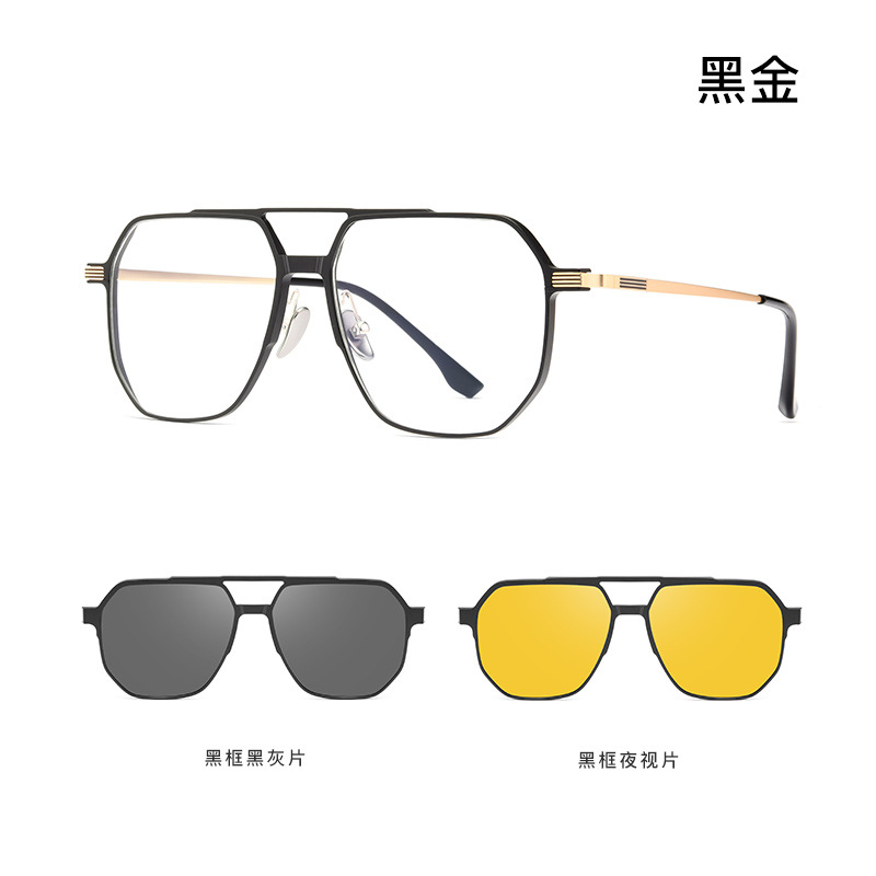 合金多边形框丨一镜多用丨大框磁吸墨镜丨近视偏光夜视丨男女同款