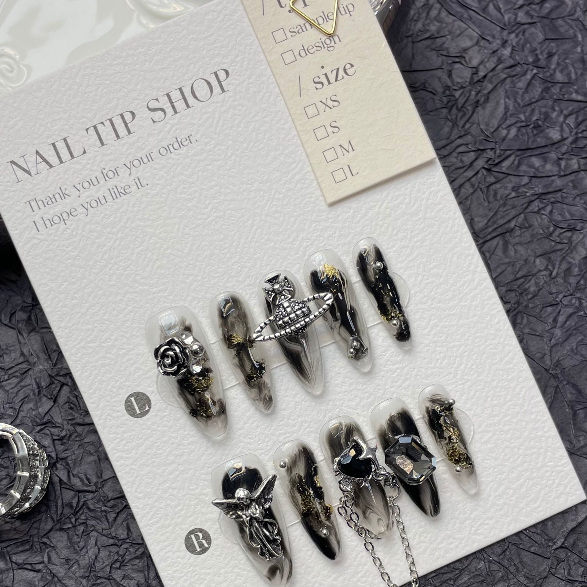 复古玫瑰 | 长杏仁 | 暗黑甜酷 | 重金属感欧美辣妹 | 纯手工穿戴甲