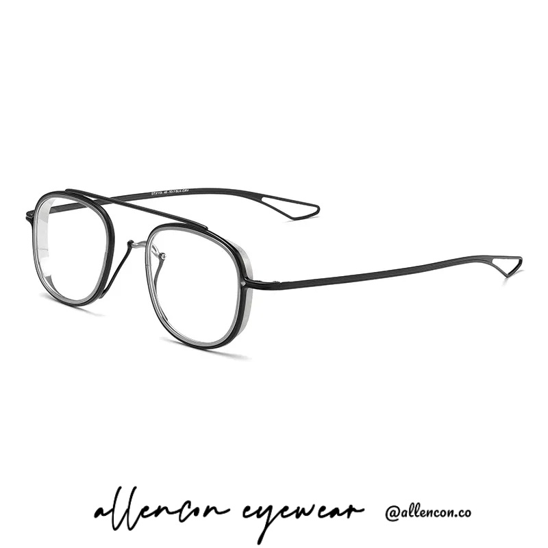 纯钛双梁椭圆框丨双色全框镜架丨复古眼镜丨男女同款