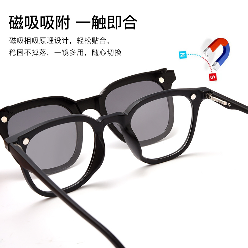 TR方圆框丨一镜多用丨磨砂黑色镜架丨五款磁吸片丨男女同款