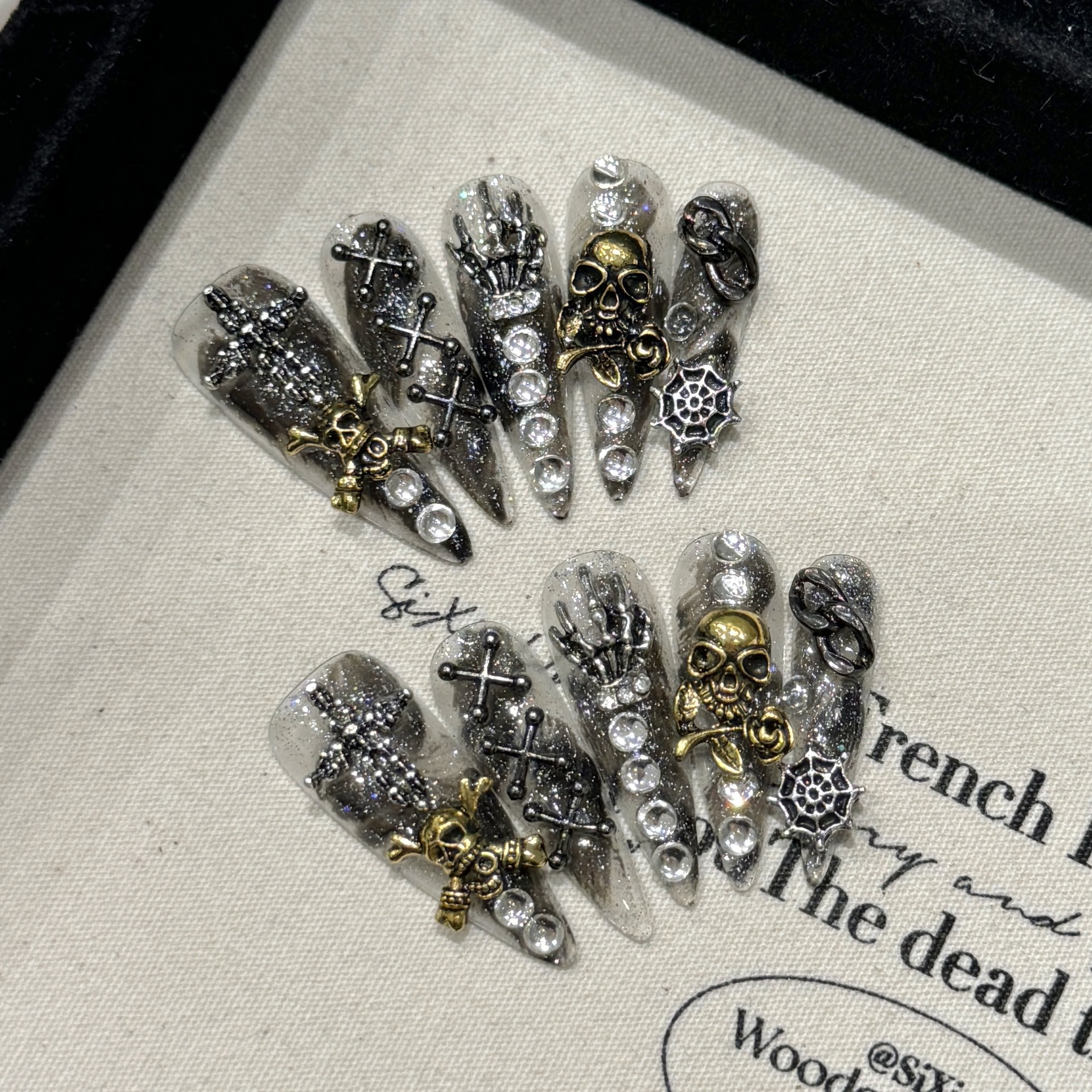 古铜金骷髅 | 水滴尖 | 万圣节系列 | 鬼手复古朋克风 | 纯手工穿戴甲