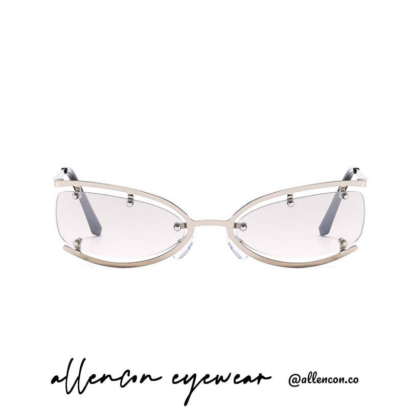 Y2K甜酷辣妹丨金属猫眼墨镜丨个性未来科技风丨墨镜凹造型半框丨五色可选