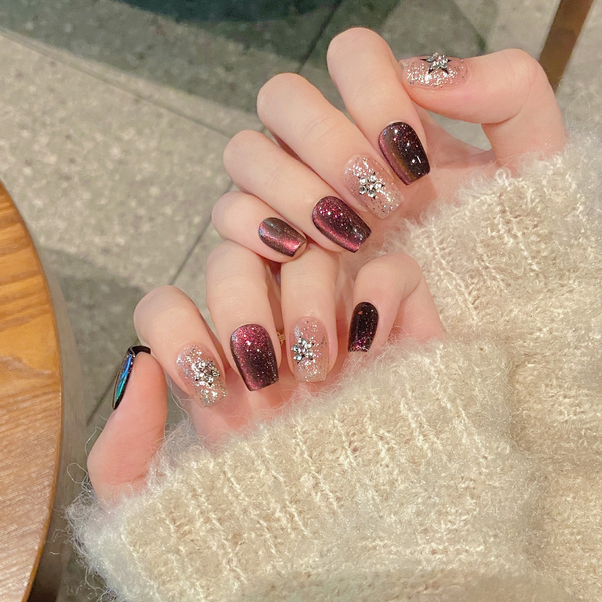 晶石星夜 | 短梯 | 简约气质猫眼 | 纯手工穿戴甲简