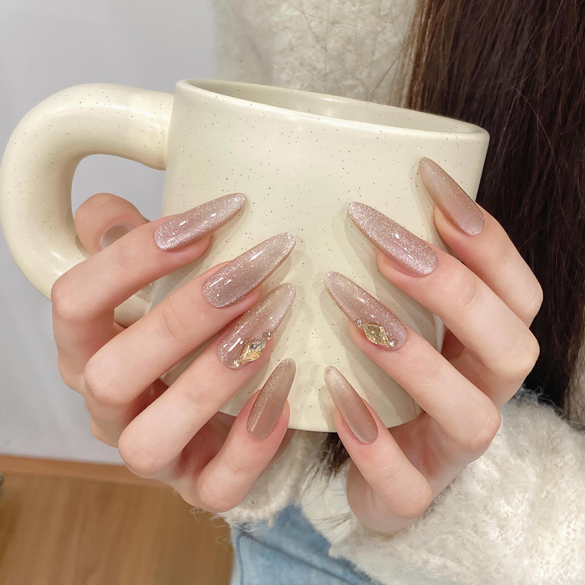 偏光玫瑰 | 长杏仁 | 猫眼高级感 | 简约大气富家千金 | 纯手工穿戴甲