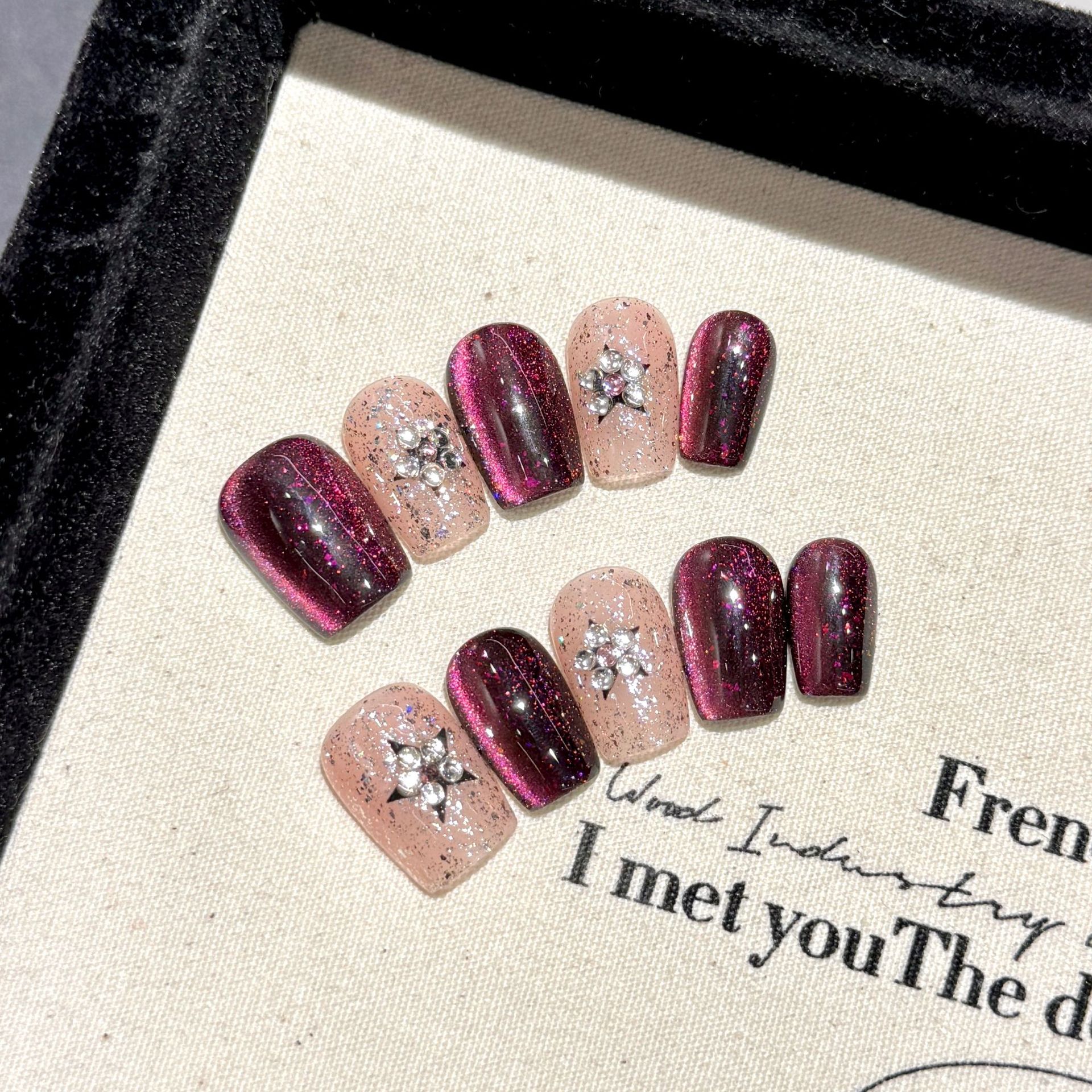 晶石星夜 | 短梯 | 简约气质猫眼 | 纯手工穿戴甲简