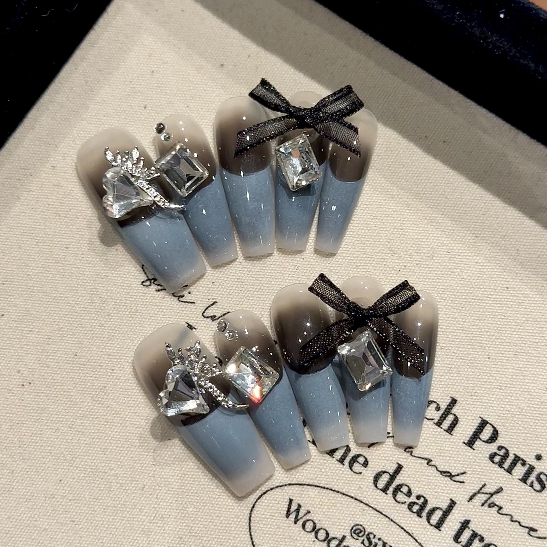 蓝宝盒 | 长梯 | 墨兰轻奢纯欲 | 气质温柔仙气名媛风 | 纯手工穿戴甲