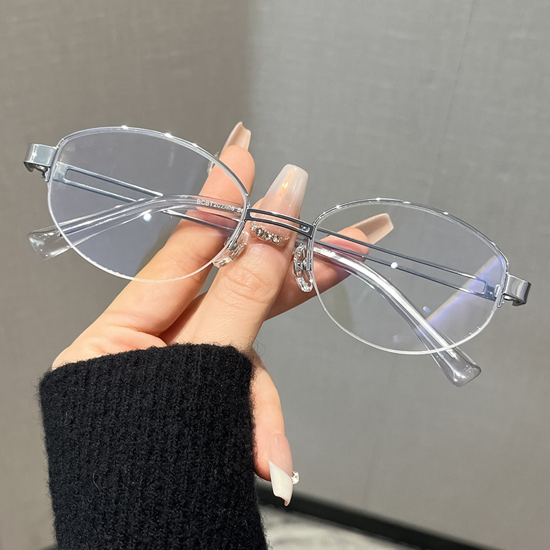 老钱风椭圆框丨女格雷系丨纯钛素颜框丨女款【全球购】