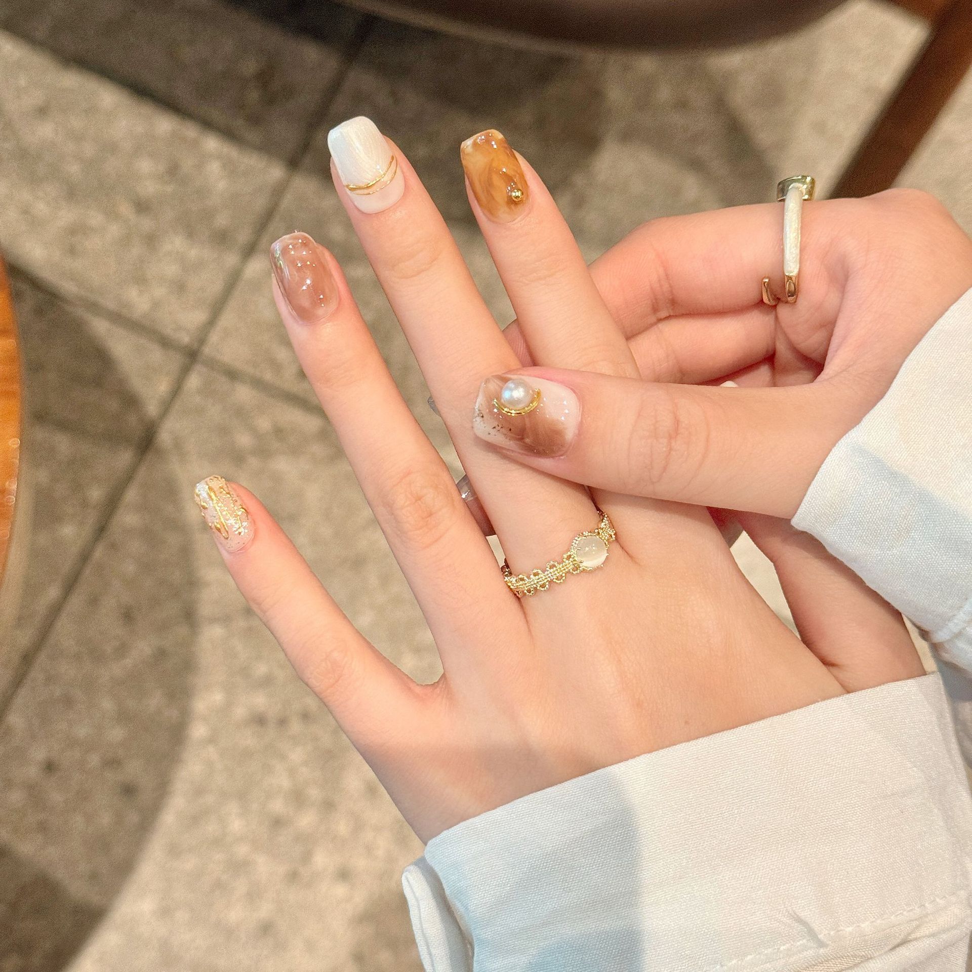 复古巴洛克 | 短梯 | 轻奢金属边跳色 | 高级感气质显白 | 纯手工穿戴甲