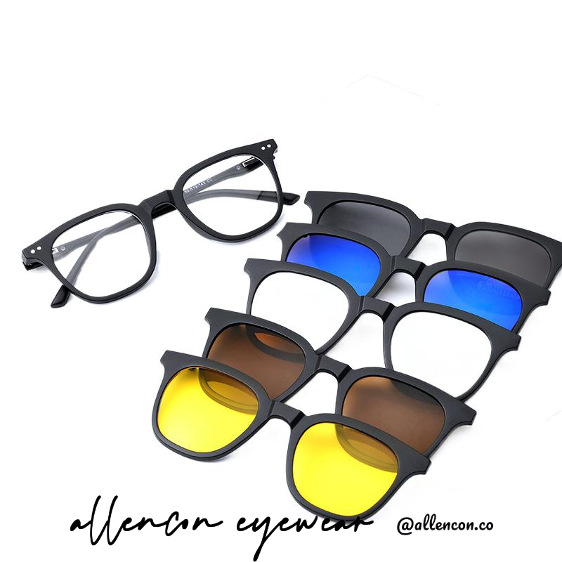 TR方圆框丨一镜多用丨磨砂黑色镜架丨五款磁吸片丨男女同款