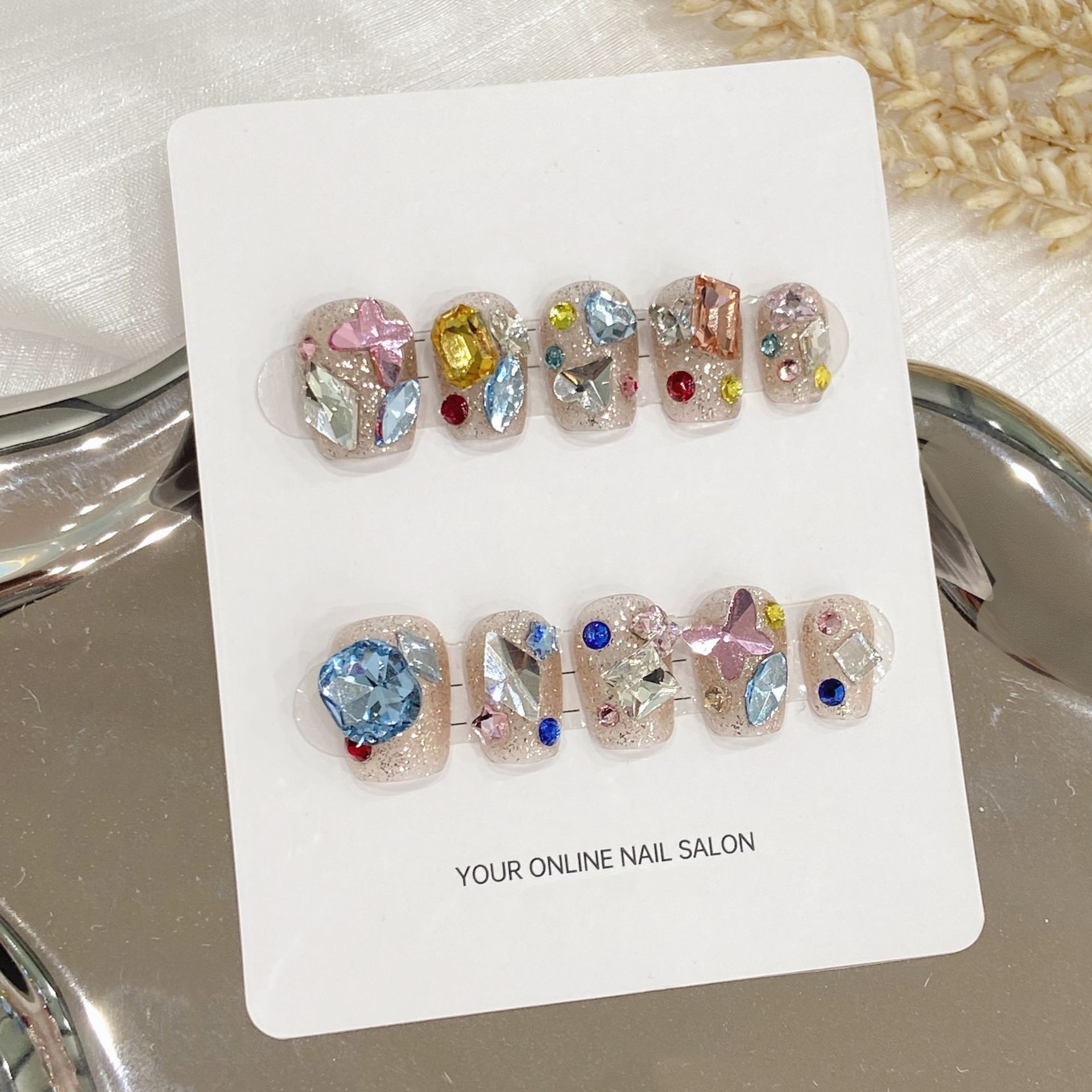 小猴子彩钻 | 短梯 | ins宝石美甲 | 满钻爆闪 | 纯手工穿戴甲