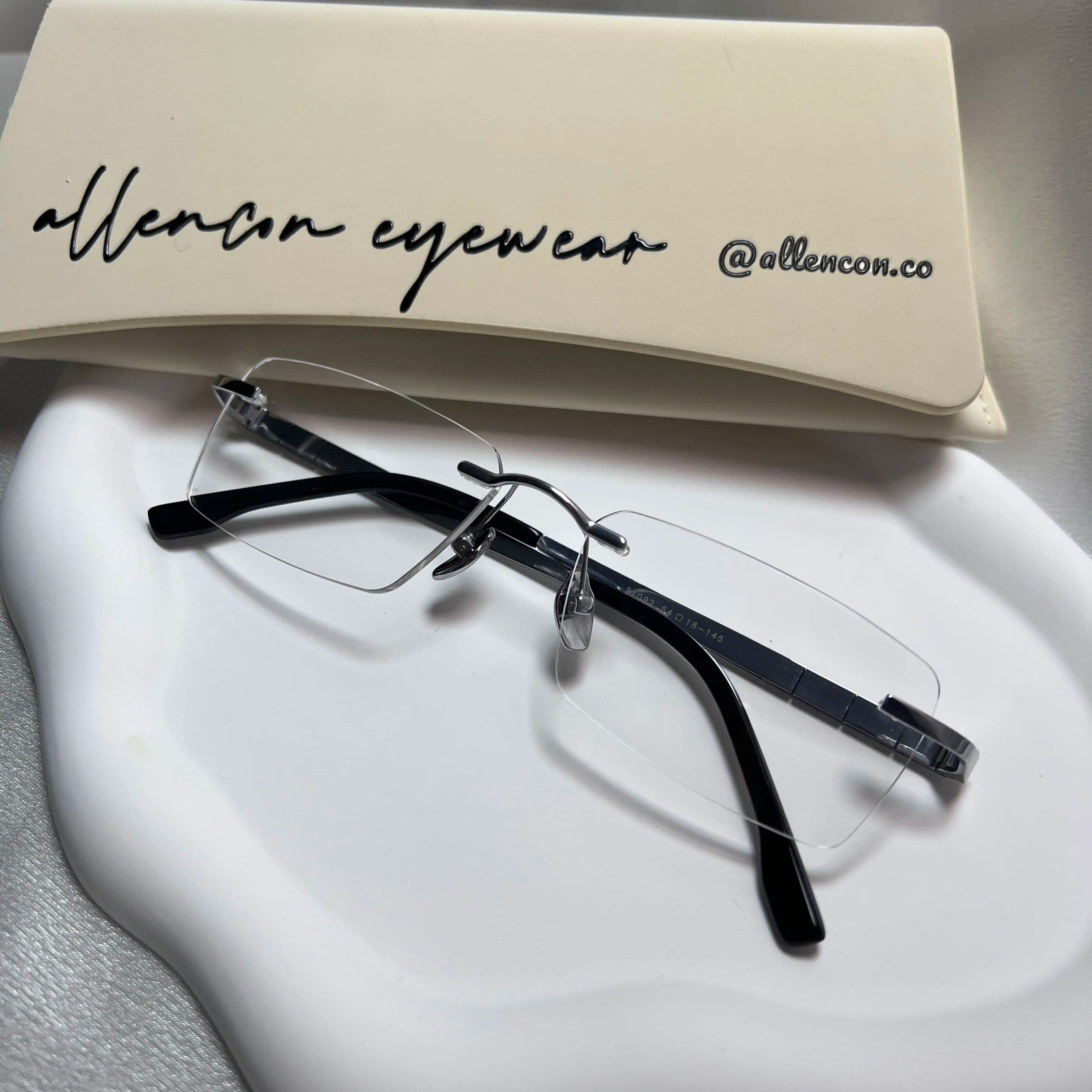 β钛无框眼镜丨方形框丨高启盛同款丨复古港风丨男款 F91092T【全球购】