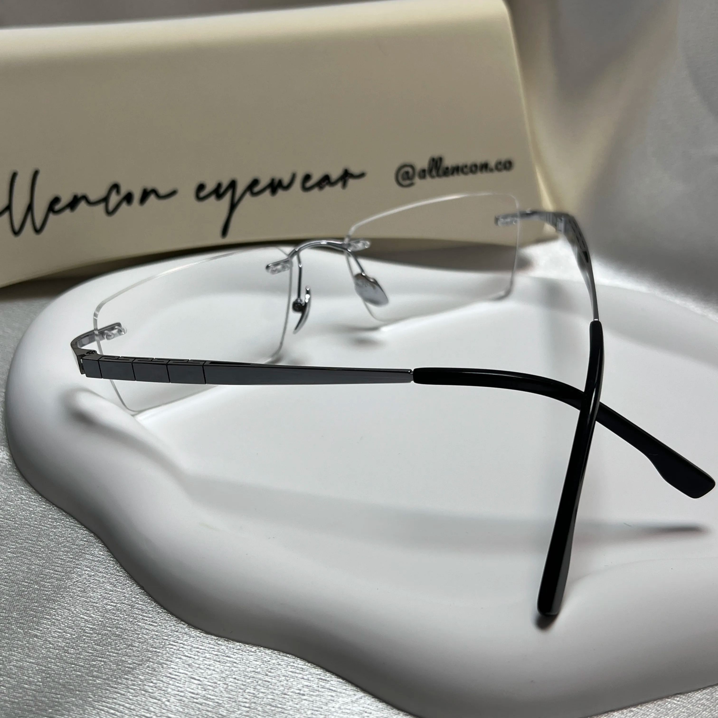 β钛无框眼镜丨方形框丨高启盛同款丨复古港风丨男款 F91092T【全球购】