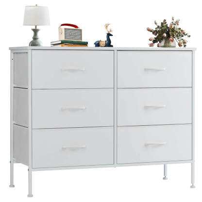 Dresser TV Stand, Console Table with 6 Wide Drawers, Entertainment Center for 55" TV Storage Fabric Dresser Drawer--Best Sellers,Bedroom,Bedroom Cabinet,Living Room,Living Room Cabinet