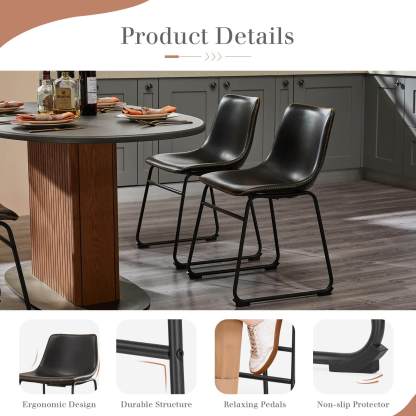 31 inch Armless Industrial Faux Leather Barstools with Metal Legs and Footrest, Dining Chairs for Home Office Kitchen Island--kitchen & Dining,Office chair