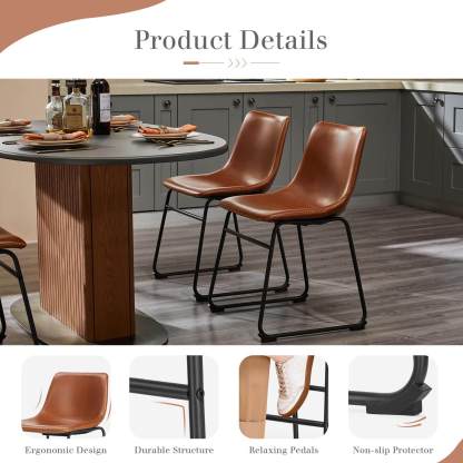 31 inch Armless Industrial Faux Leather Barstools with Metal Legs and Footrest, Dining Chairs for Home Office Kitchen Island--kitchen & Dining,Office chair