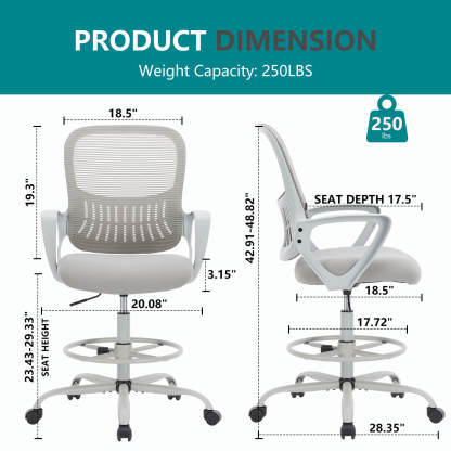 Tall Office Chair for Standing Desk with Adjustable Foot Ring,Counter Height Office Chairs--Bedroom,Bedroom Chair,Home Office,Home Office Chair,Office,Office chair,Office Chair1